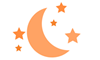 Orange moon and stars icon